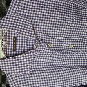 Peter Millar Purple and White Casual Button Down Shirt Xl